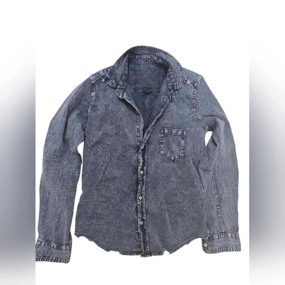 Frank & Eileen BARRY Tailored Button-Up Shirt Famous Denim Wash Size XS